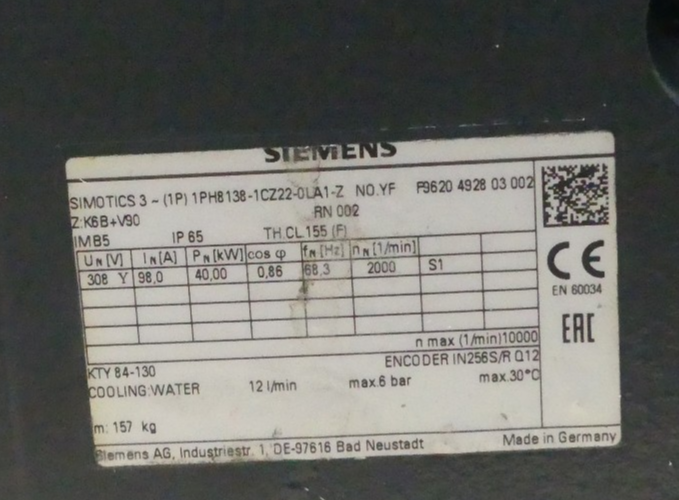 Siemens 1PH8138-1CZ22-0LA1-Z