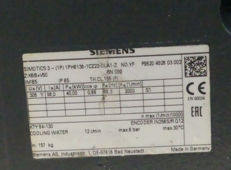 Siemens 1PH8138-1CZ22-0LA1-Z