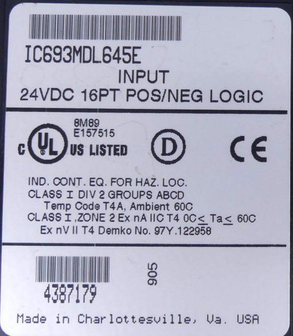 Fanuc IC693MDL645E Input 24VDC