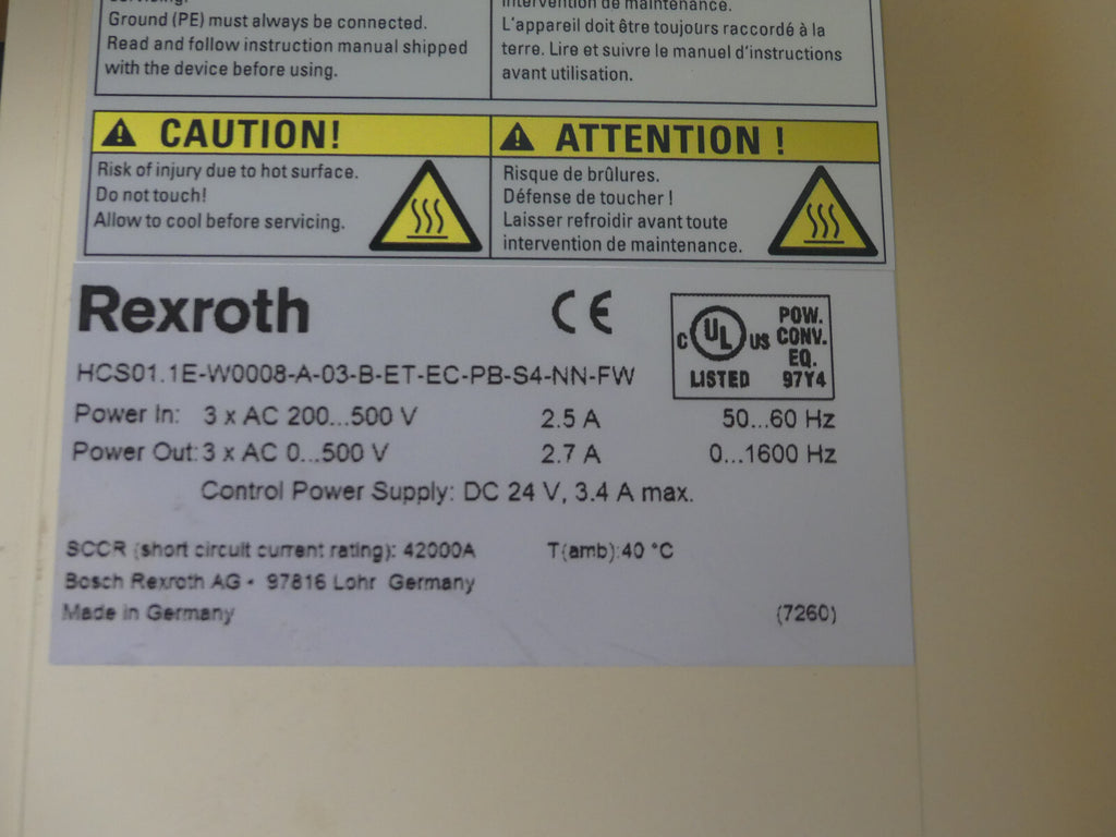 REXROTH HCS01.1E-W0008-A-03-B-ET-EC-PB-S4-NN-FW