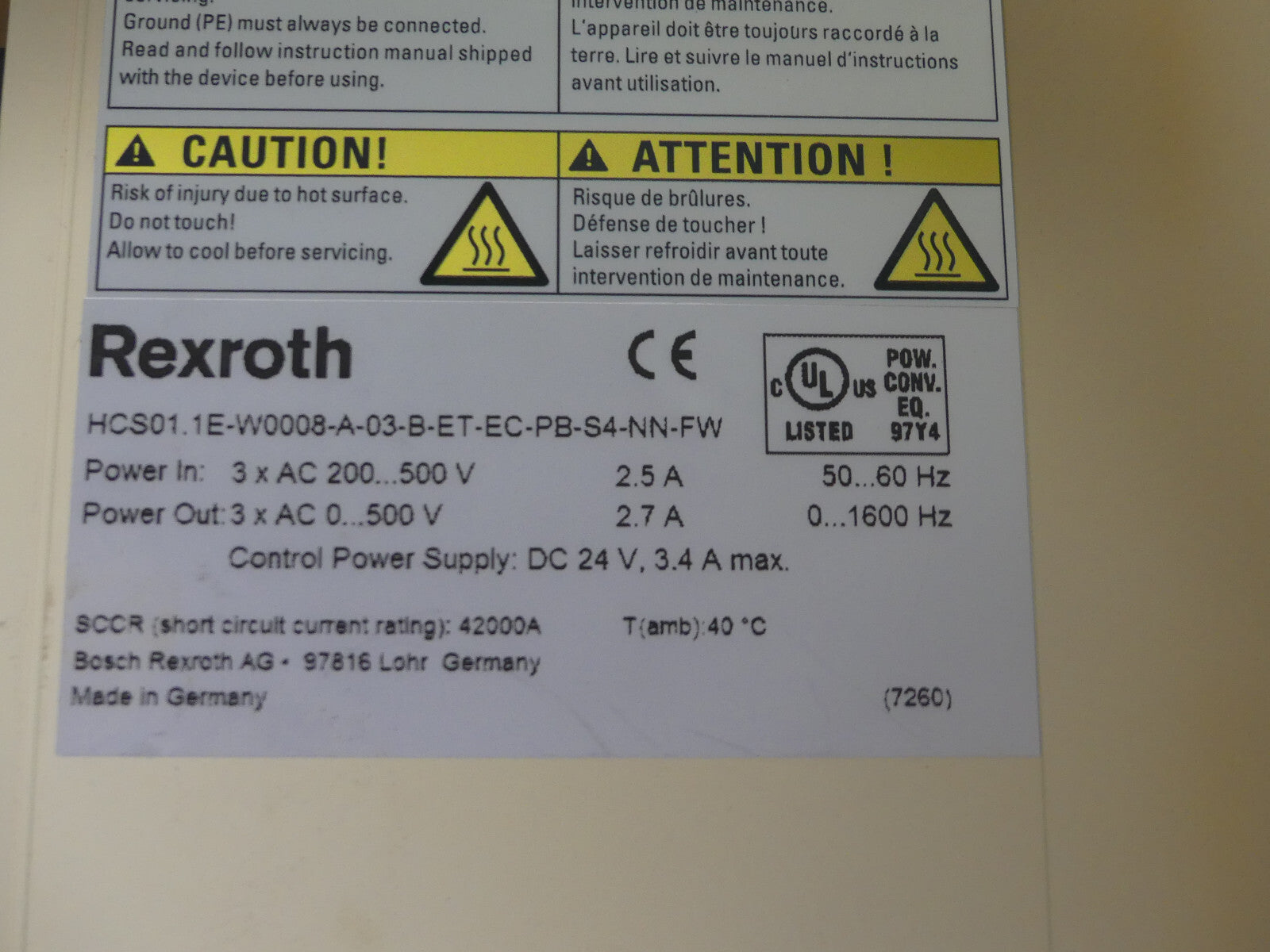 REXROTH HCS01.1E-W0008-A-03-B-ET-EC-PB-S4-NN-FW