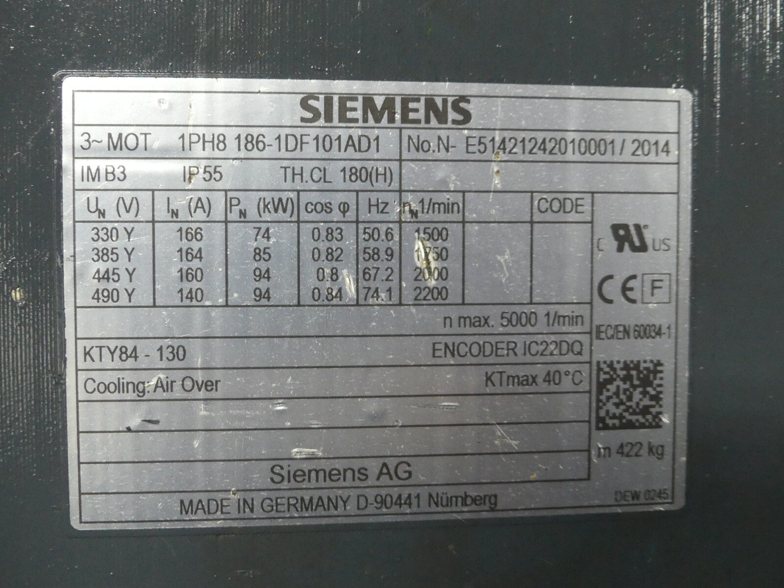 siemens 1PH8 186-1DF101AD1 / 1PH8186-1DF10-1AD1   used s.Bilder