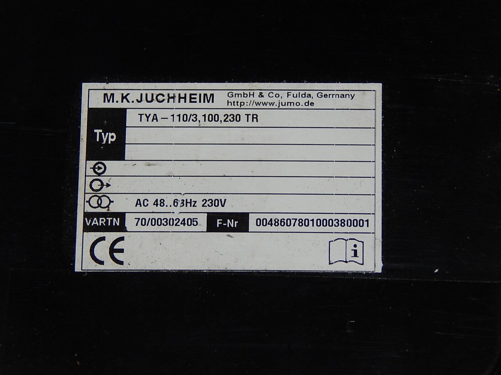 Jumo  TYA-110/3,100,230 TR Netzteil  Als Ersatzteil