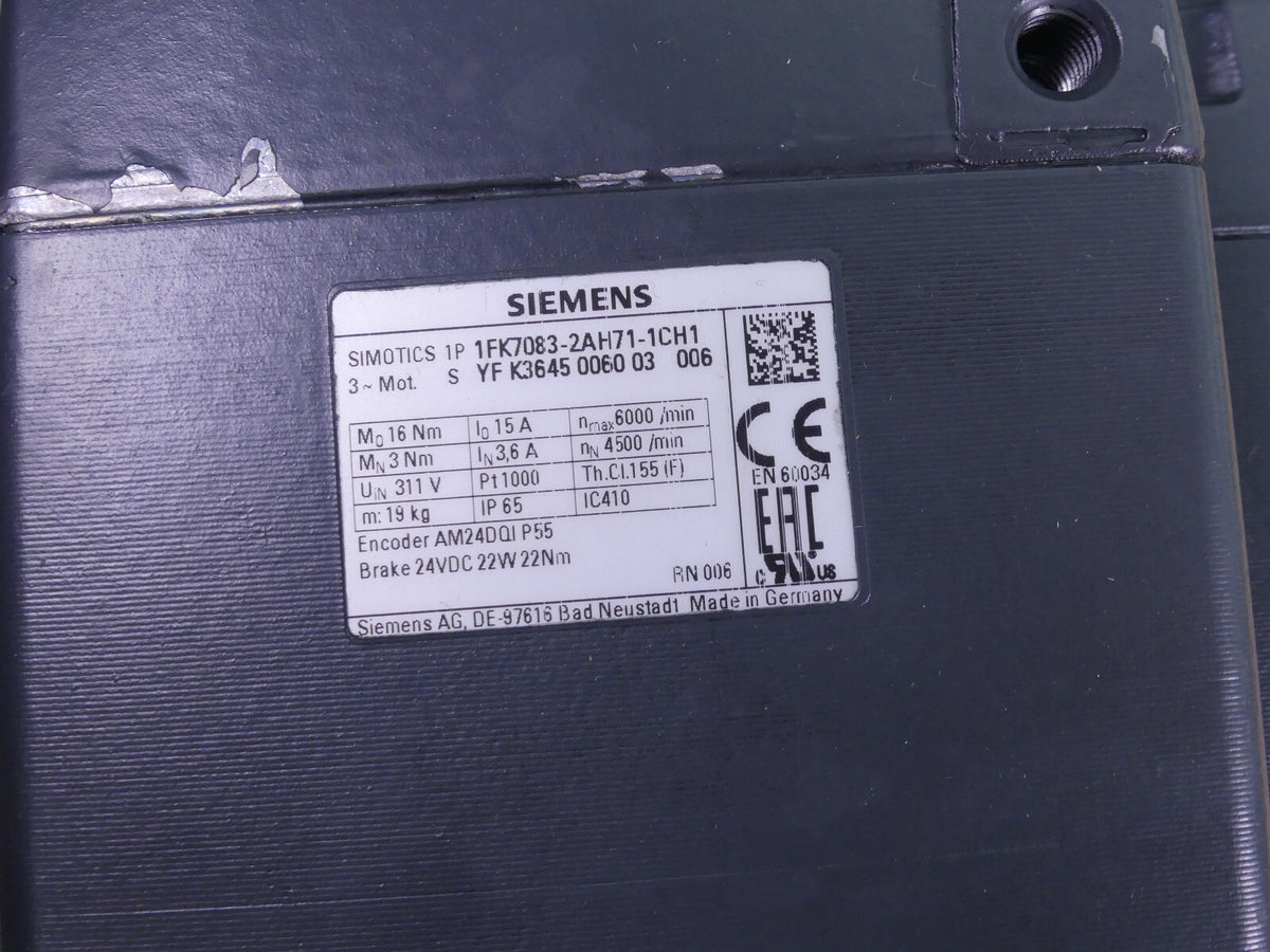 SIEMENS Simotics Servomotor  1FK7083-2AH71-1CH1