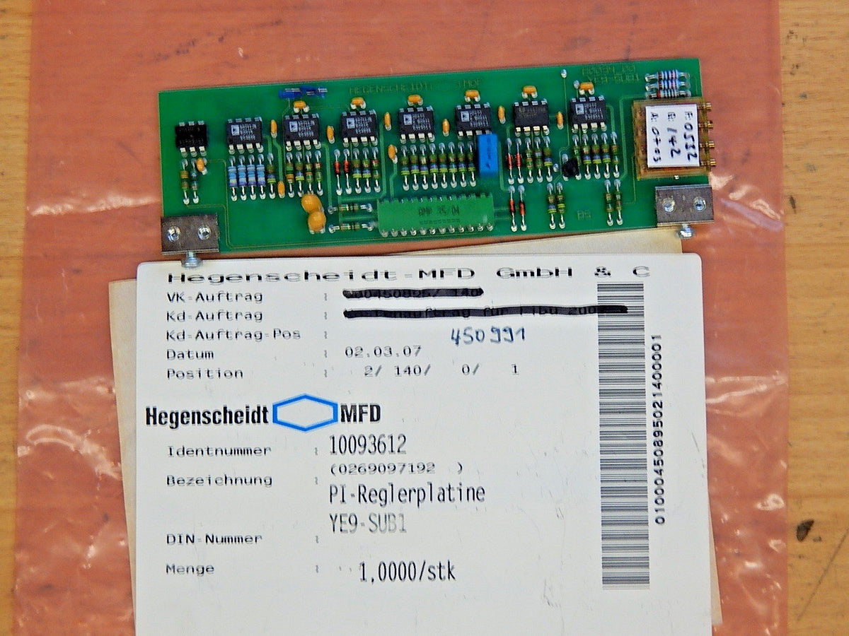 HEGENSCHEIDT PID-Regelkarte YE9-SUB1 