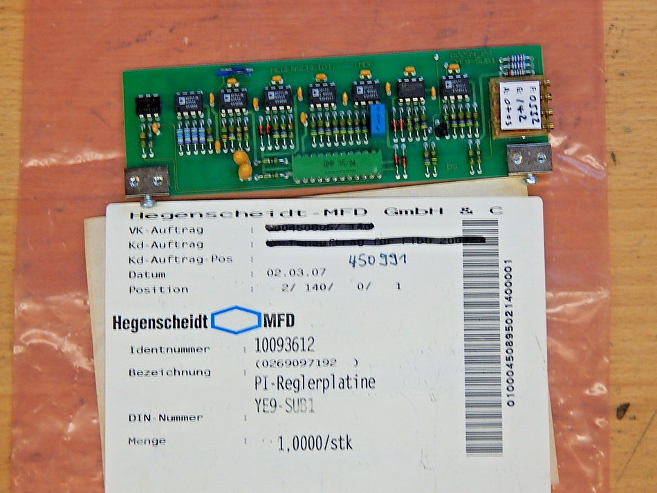HEGENSCHEIDT PID-Regelkarte YE9-SUB1 