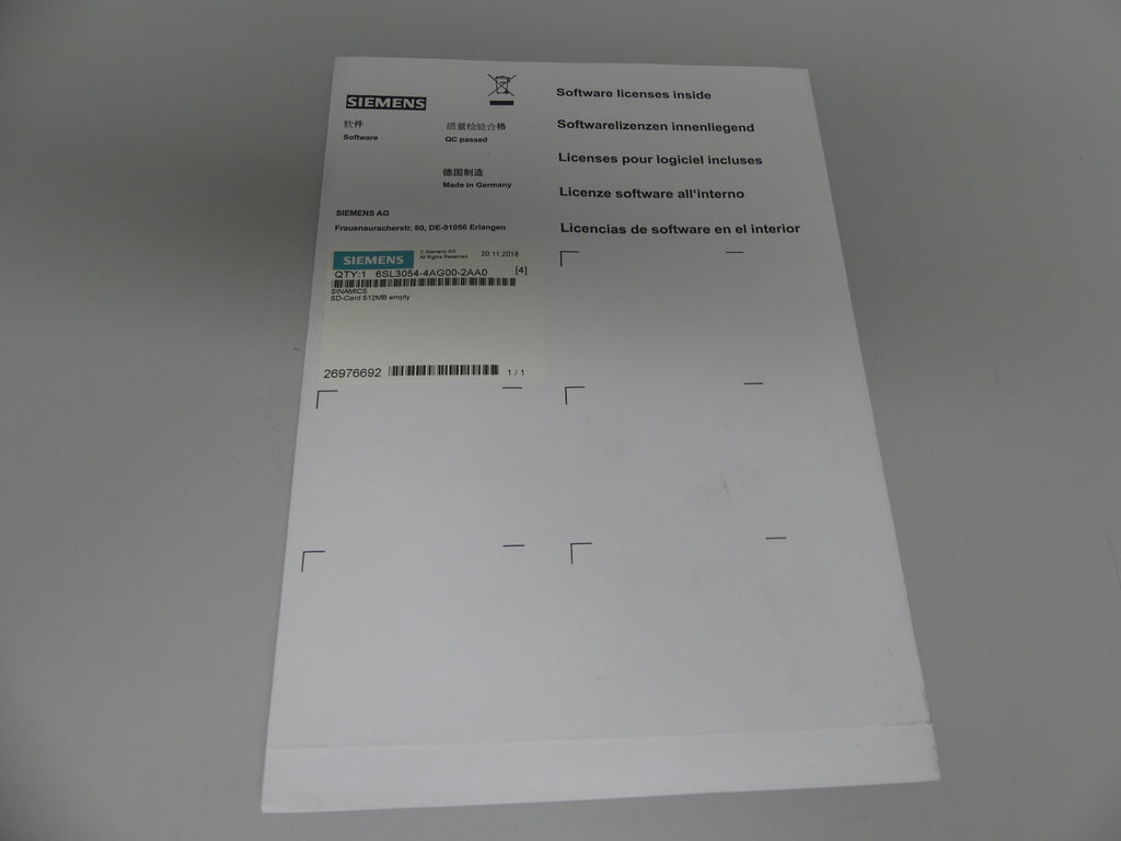 Siemens 6SL3054-4AG00-2AA0 Softwarelizenzen