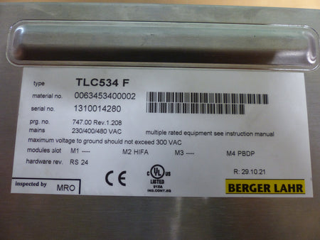 Berger Lahr  TLC534 F  prg.no.747.00Rev.1.208 defekt s.Bilder