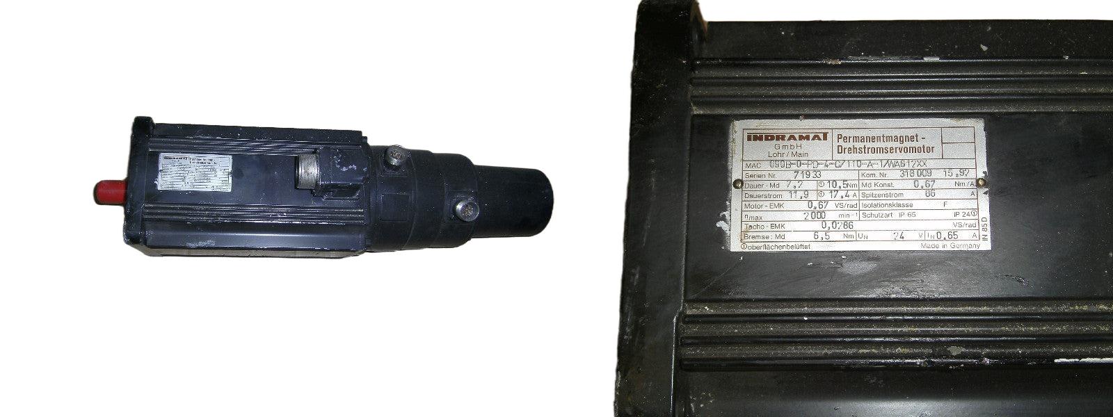 Indramat Permanentmagnet Drehstromservomotor MAC 090B-0-PD-4-C/110-A-1/WA612XX