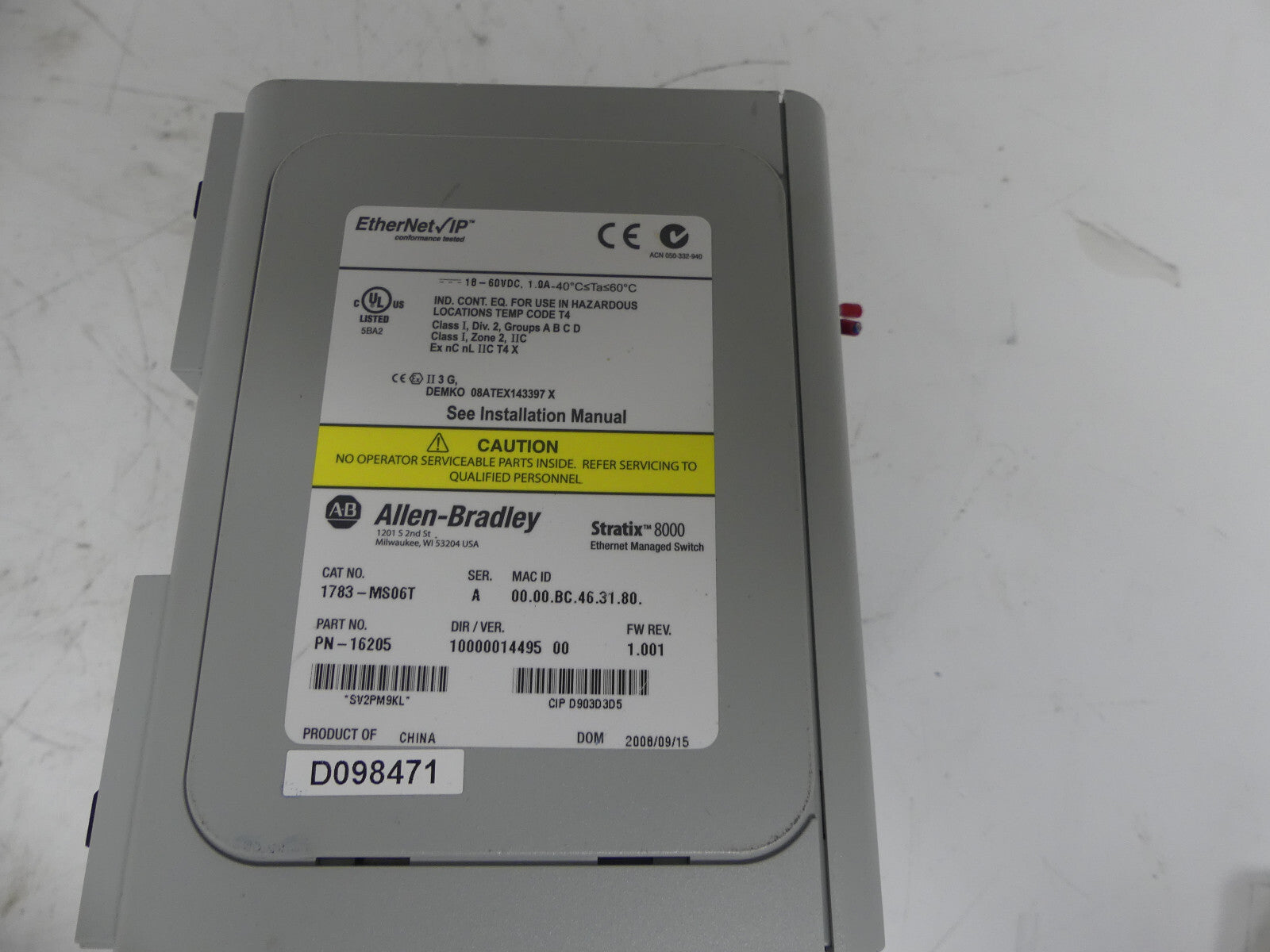 ALLEN-BRADLEY 1783-MS06T STRATIX 8000