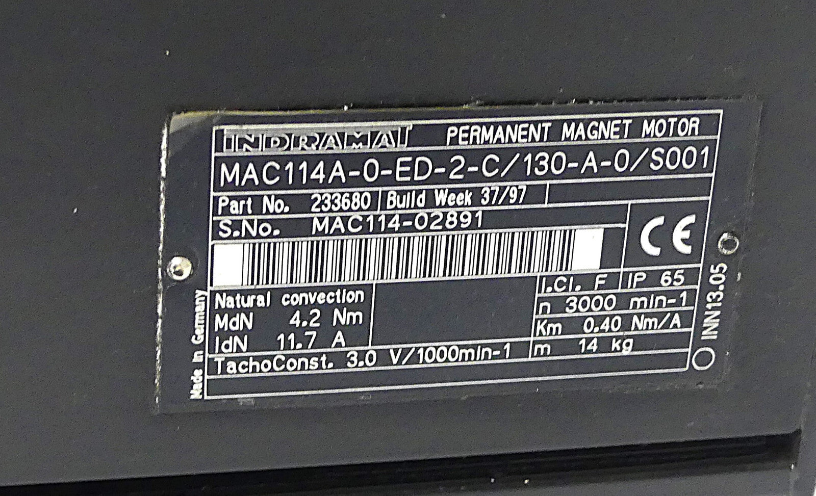 INDRAMAT MAC114A-0-ED-2-C/130-A-0/S001