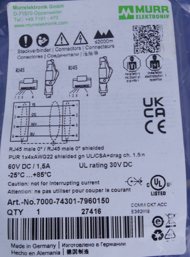 Murr Elektronik 7000-74301-7960150 Kabel 1,5m/RJ45