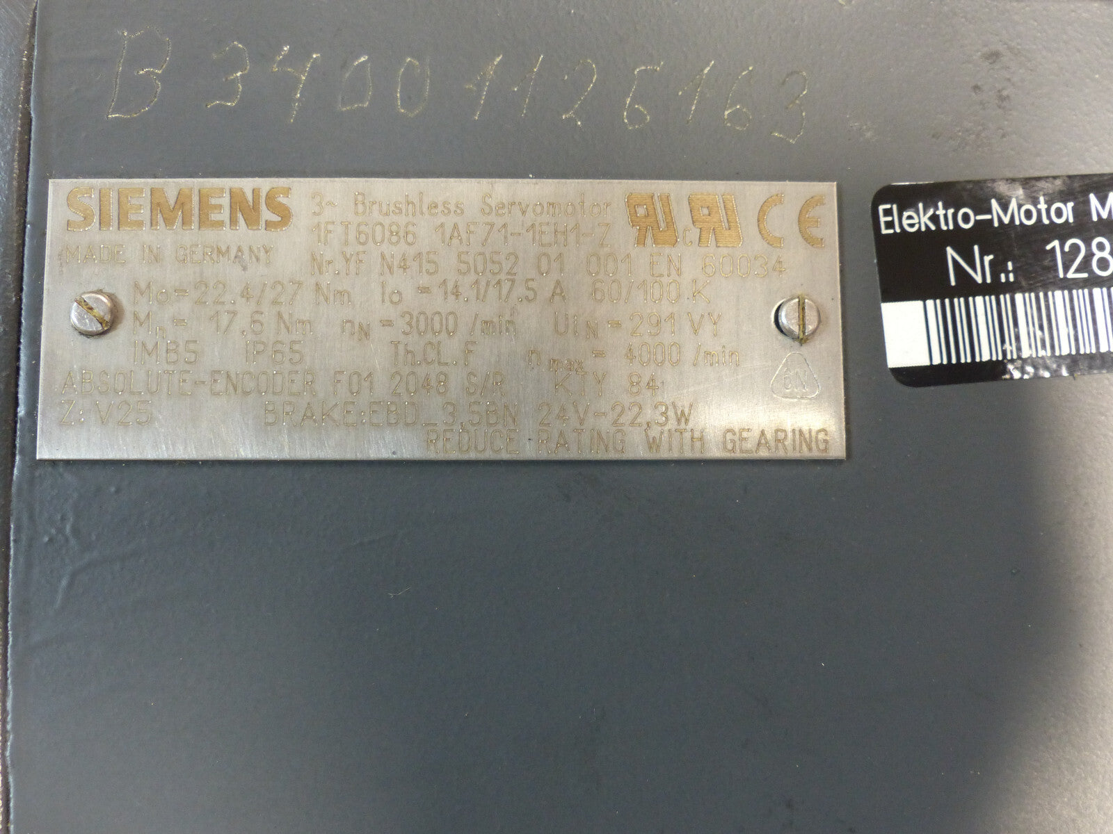 Siemens 1FT6086-1AF71-1EH1-Z   1FT60861AF711EH1Z  used s.Bilder