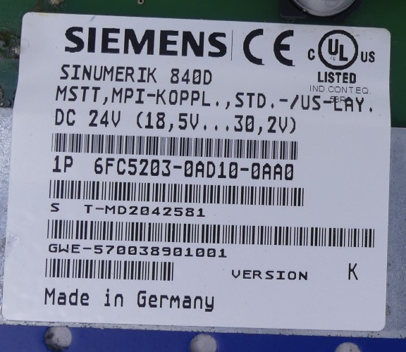 Siemens Sinumerik 840D 6FC5203-0AD10-0AA0