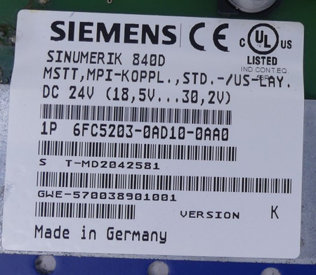 Siemens Sinumerik 840D 6FC5203-0AD10-0AA0