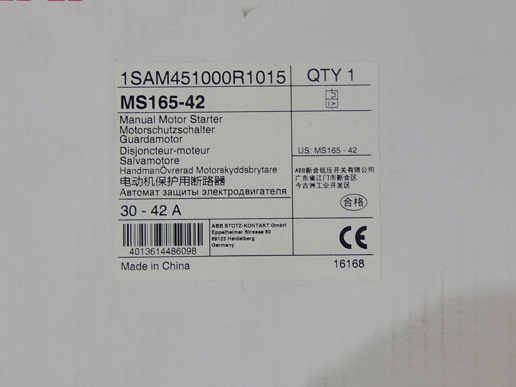 ABB MS165-42 Manual Motor Starter 30-42A 25kA