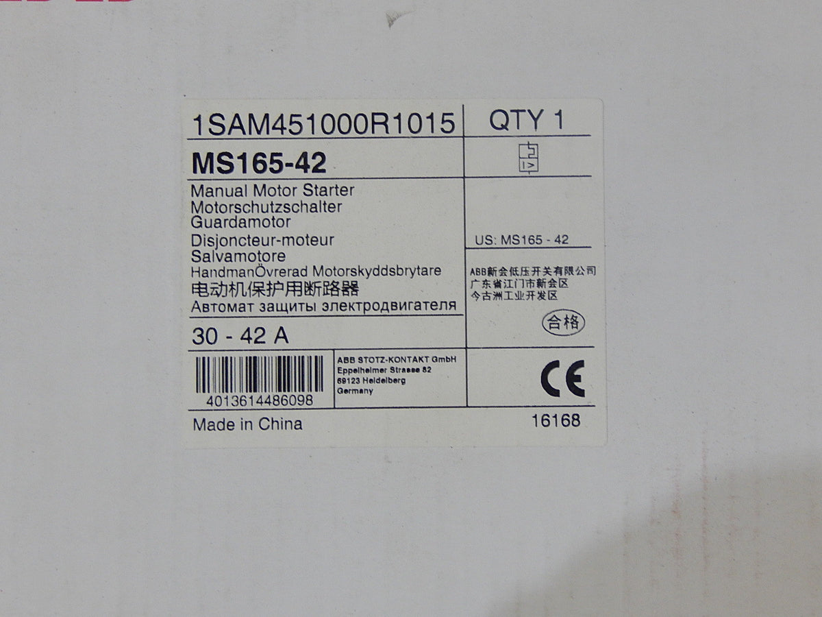 ABB MS165-42 Manual Motor Starter 30-42A 25kA