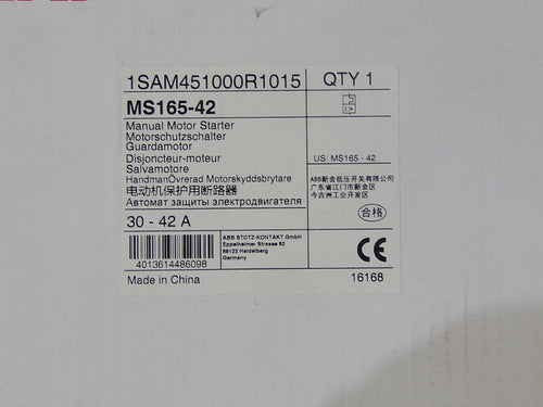ABB MS165-42 Manual Motor Starter 30-42A 25kA