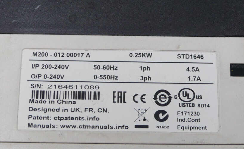 Nidec Unidrive M200-012 00017 A  M200-01200017A