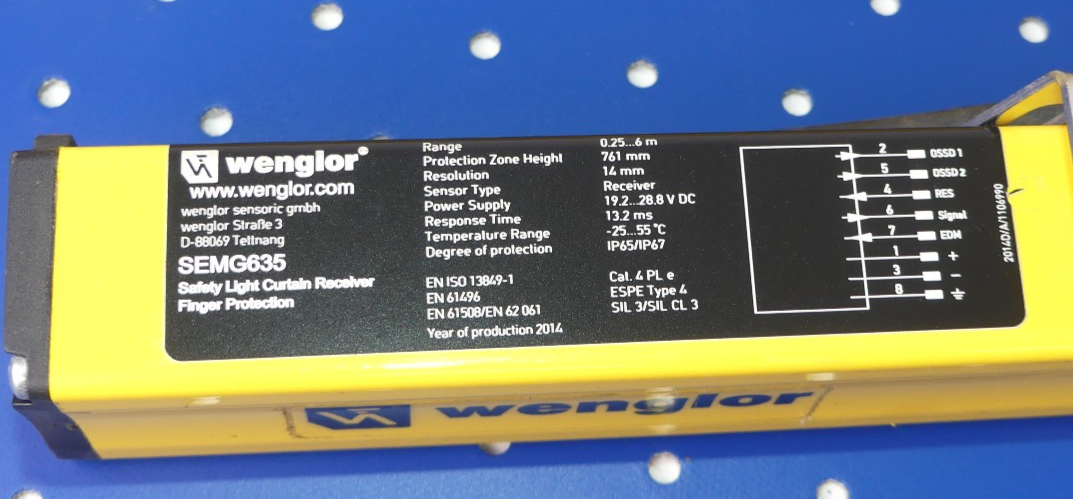 Wenglor Sicherheits-Lichtvorhang SEMG635 Sender + Empfänger
