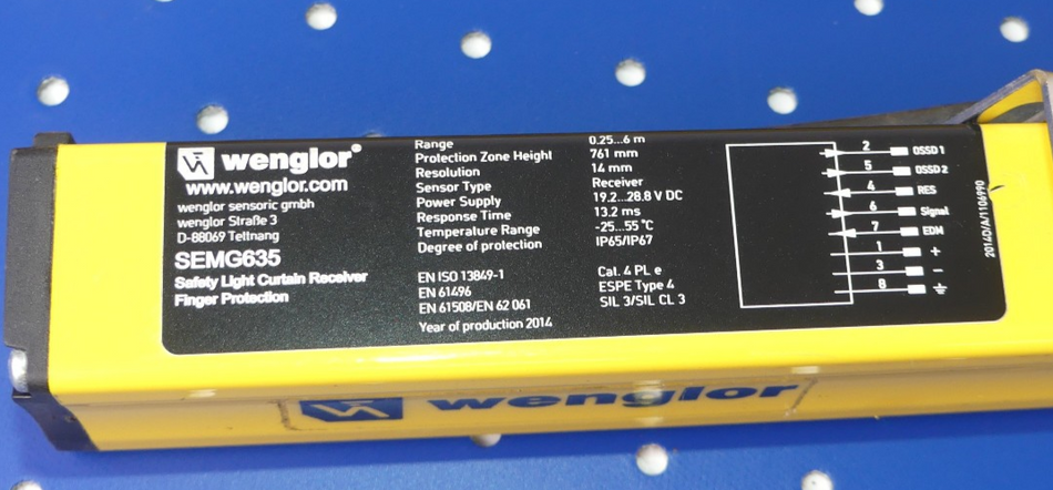 Wenglor Sicherheits-Lichtvorhang SEMG635 Sender + Empfänger