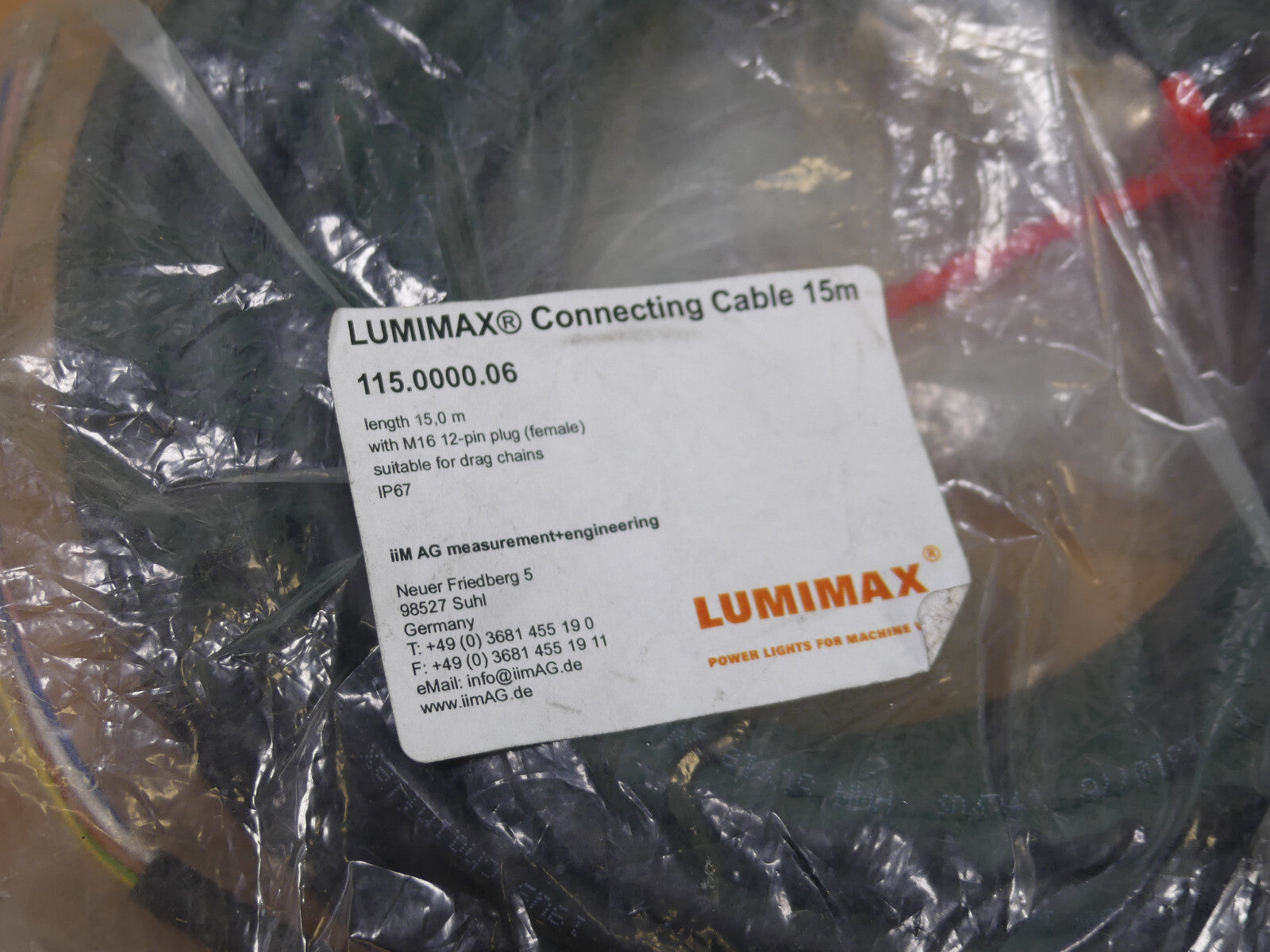 Lumimax 115.0000.06 Anschlusskabel 15m M16 IP67 Verbindungskabel