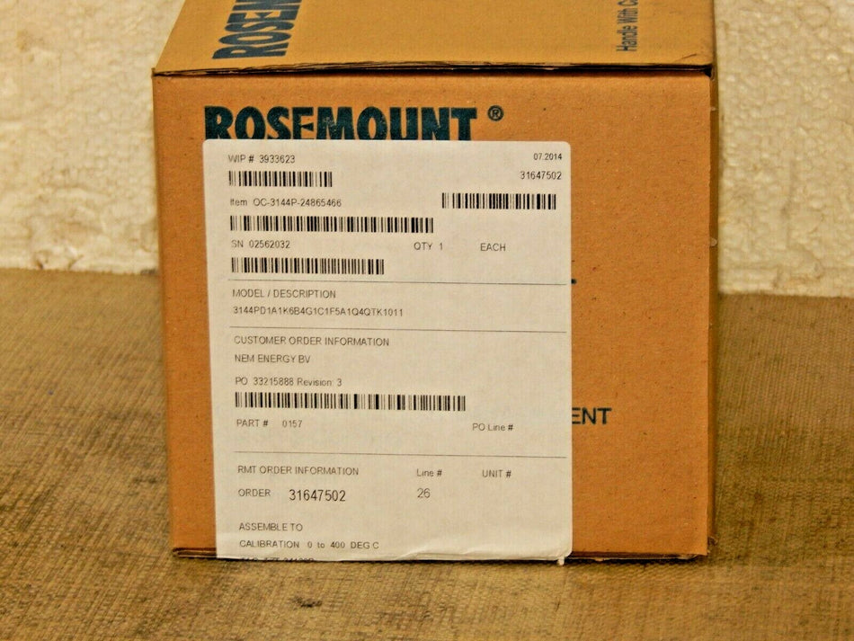 Rosemount  Model.  3144PD1A1K6B4G1C1F5A1Q4QTK1011 / Item. OC-3144P-24865466 