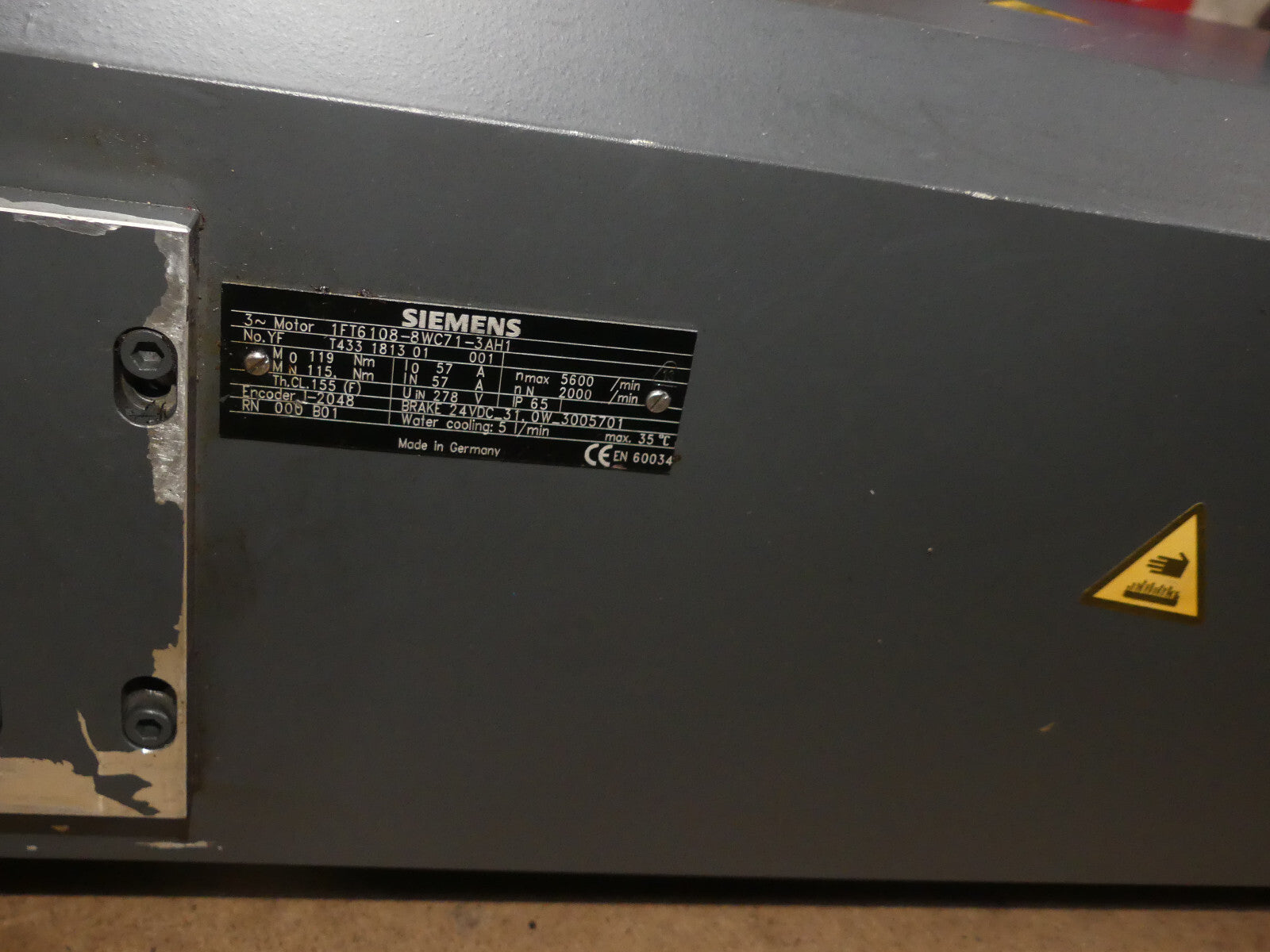 Siemens Simotics S Synchronous Servomotor 1FT6108-8WC71-3AH1