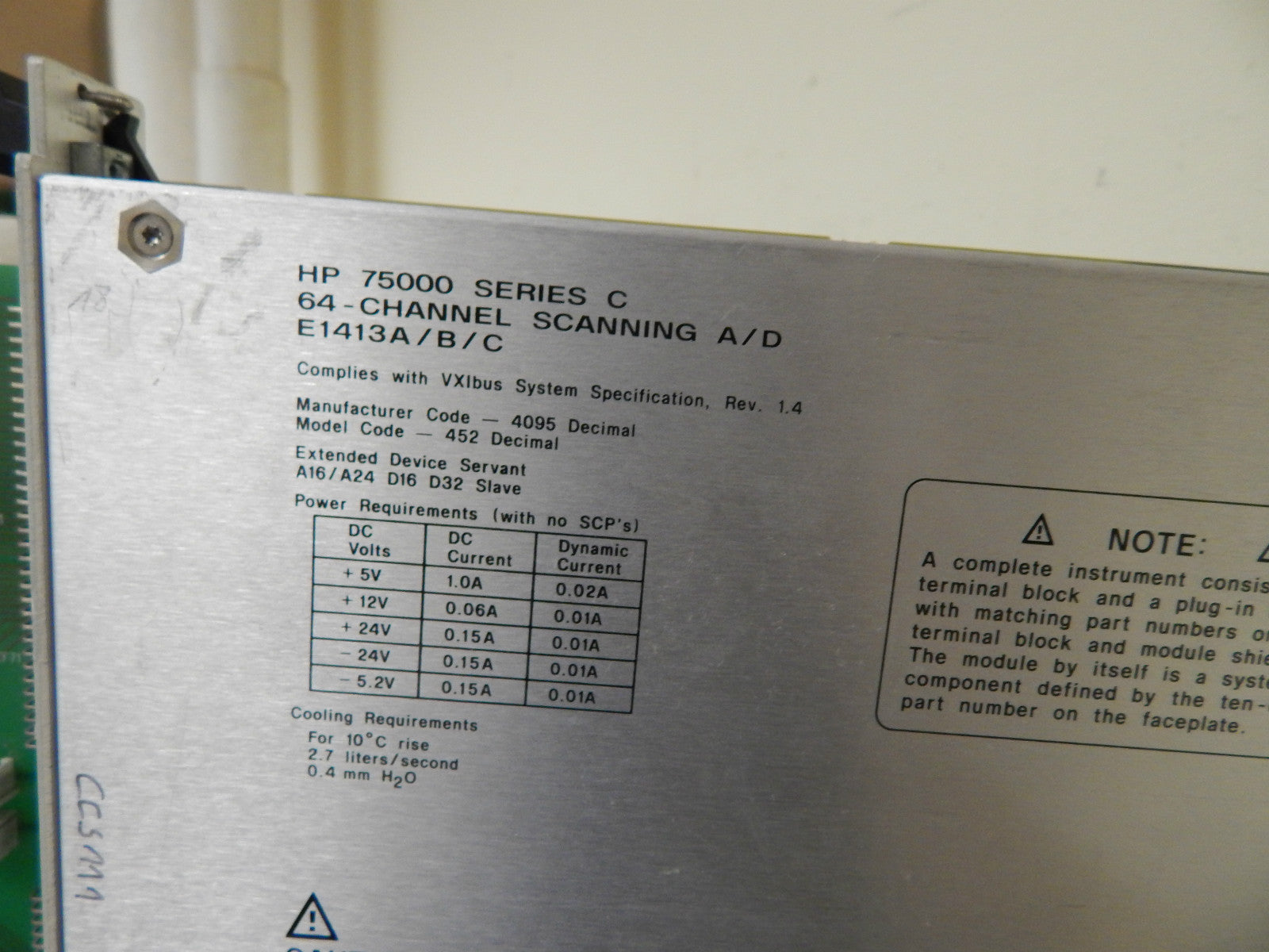 Hewlett Packard HP E1413B E1413-66211 64-Channel Scanning A/D  E1413-66211