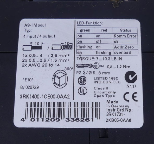 SIEMENS ASi-Modul 3RK1400-1CE00-0AA2