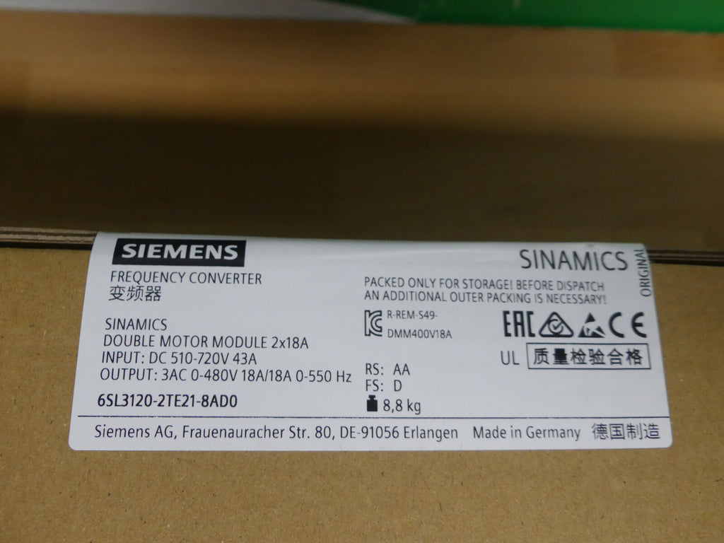 SIEMENS 6SL3120-2TE21-8AD0   6SL31202TE130AD0
