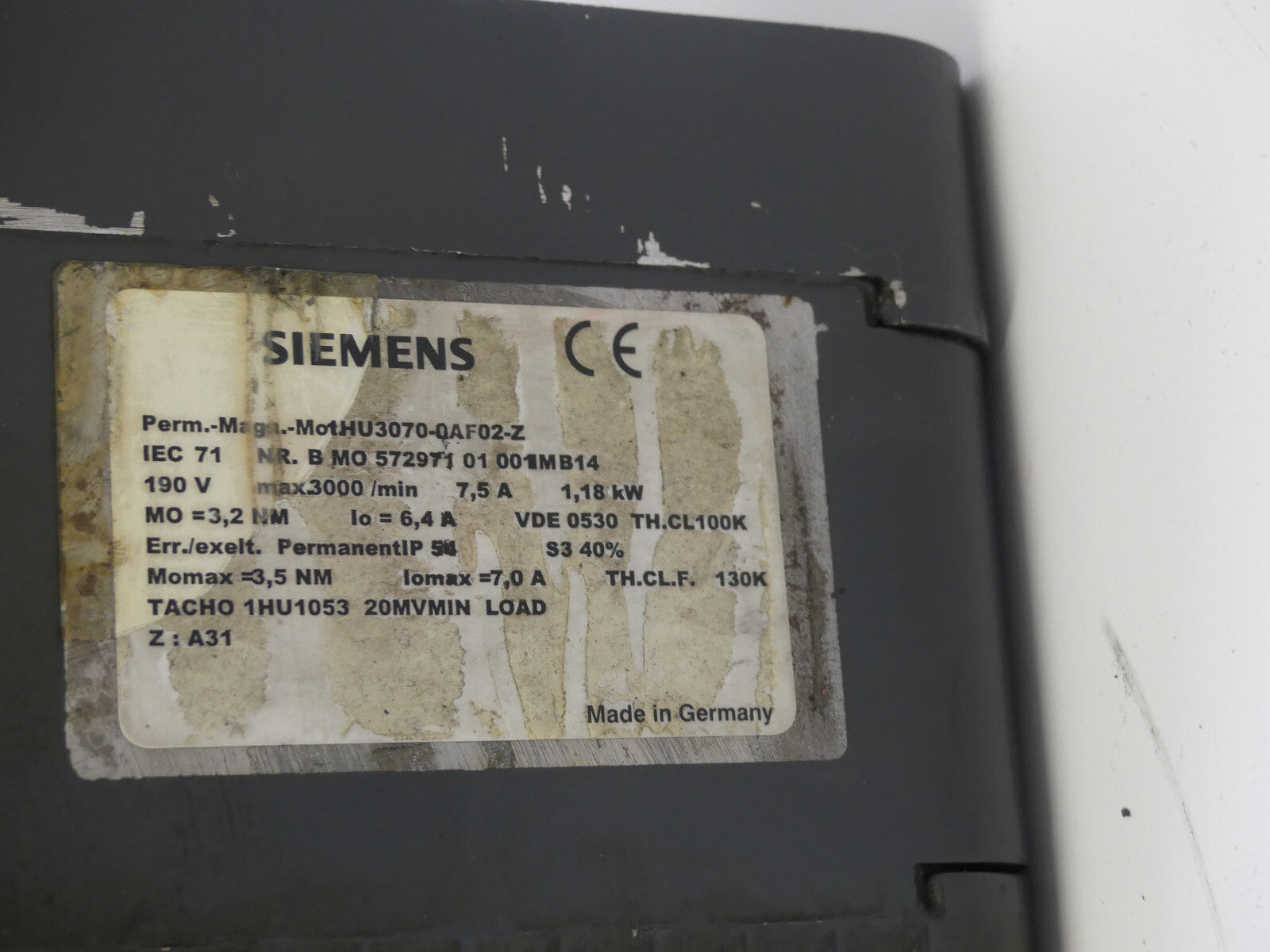 Siemens Servomotor 1HU3070-0AF02-Z Permanent-Magnet-Motor