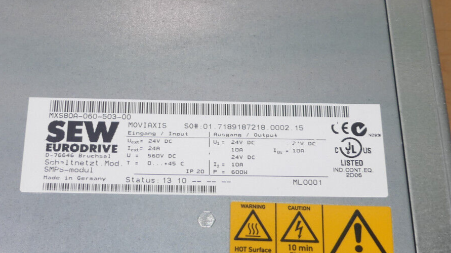 SEW Eurodrive MXS80A-060-503-00 MOVIAXIS