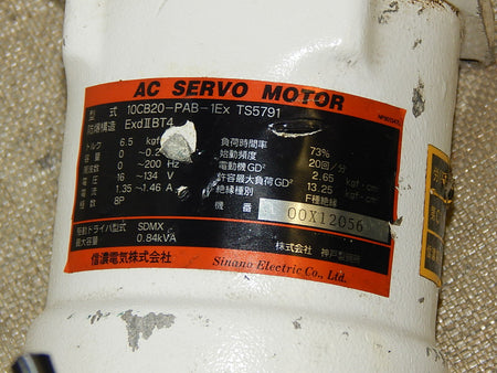 Sinano Elektrik AC Servomotor,10CB20-PAB-1Ex  TS5791 Used