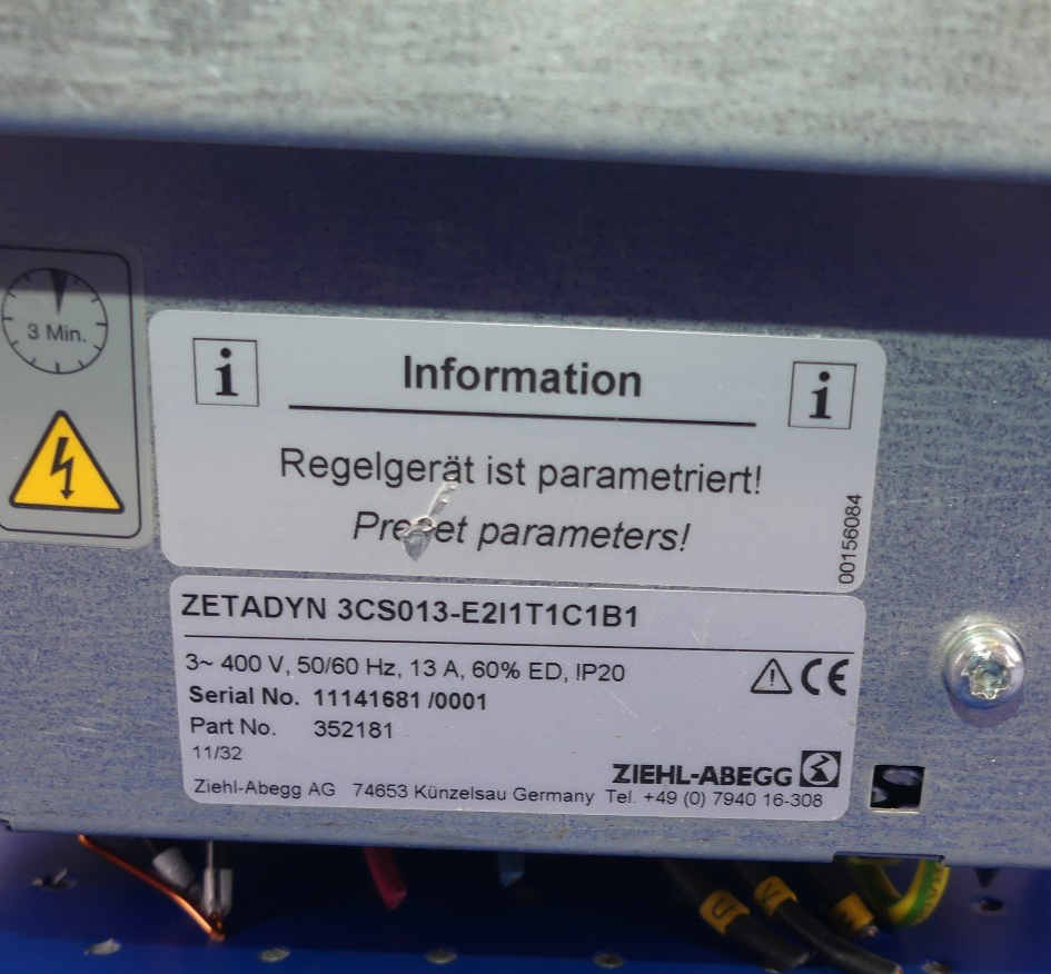ZIEHL-ABRGG ZETADYN 3CS013-E2I1T1C1B1 Frequenzumrichter