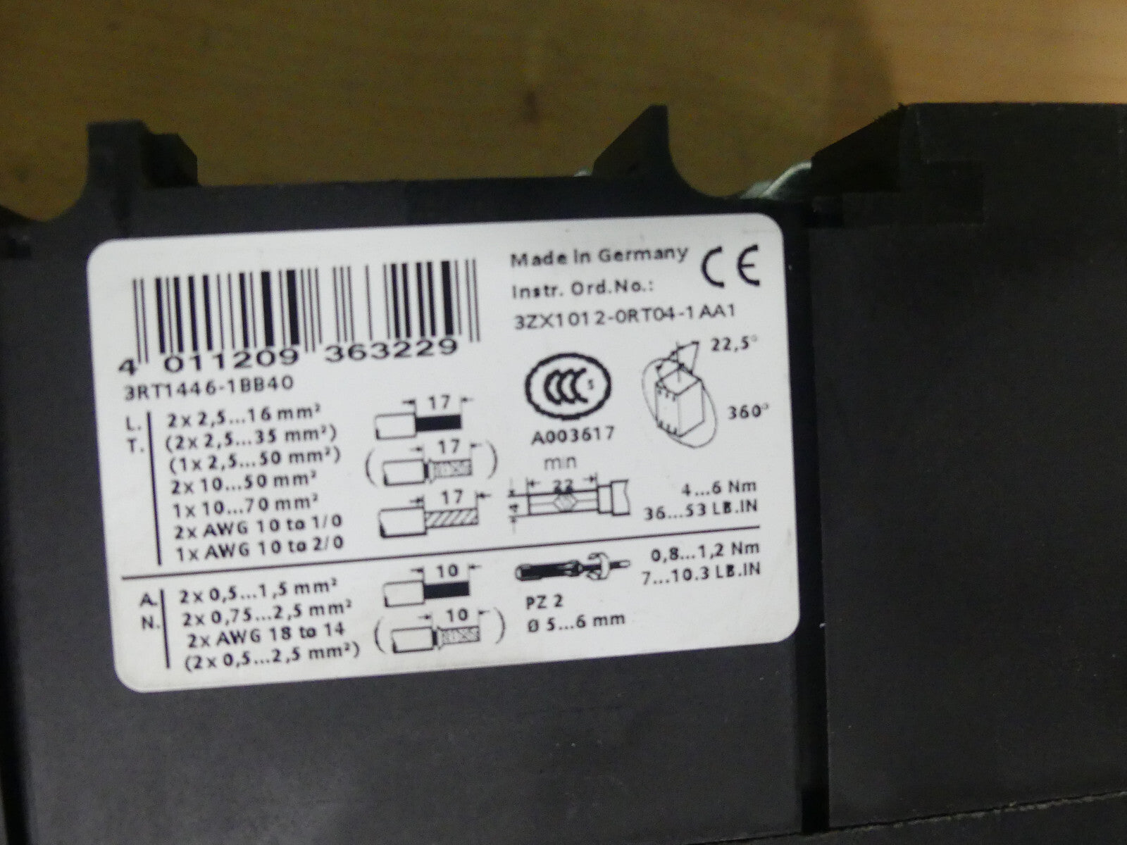 Siemens 3RT1446-1BB40 Schütz used