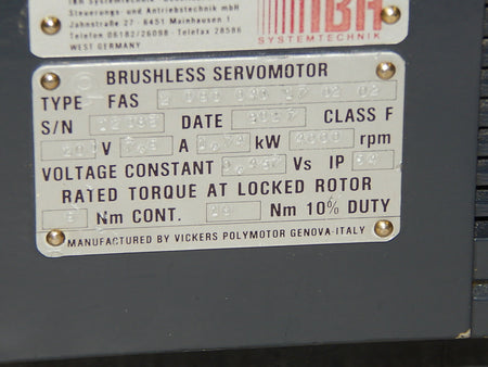SERVOMOTOR FAS 2 060 040 17 02 02 // FAS2060040170202TACT VICKERS Used