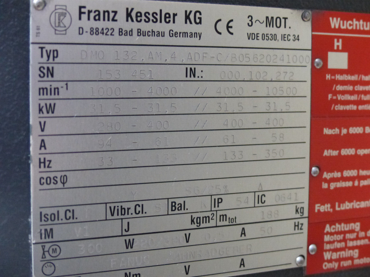FRANZ KESSLER DMQ 132.AM.4.ADF-C Hauptspindelmotor