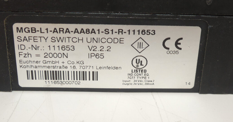 Euchner MGB-L1-ARA-AA8A1-S1-R-111653 Sicherheitsschalter