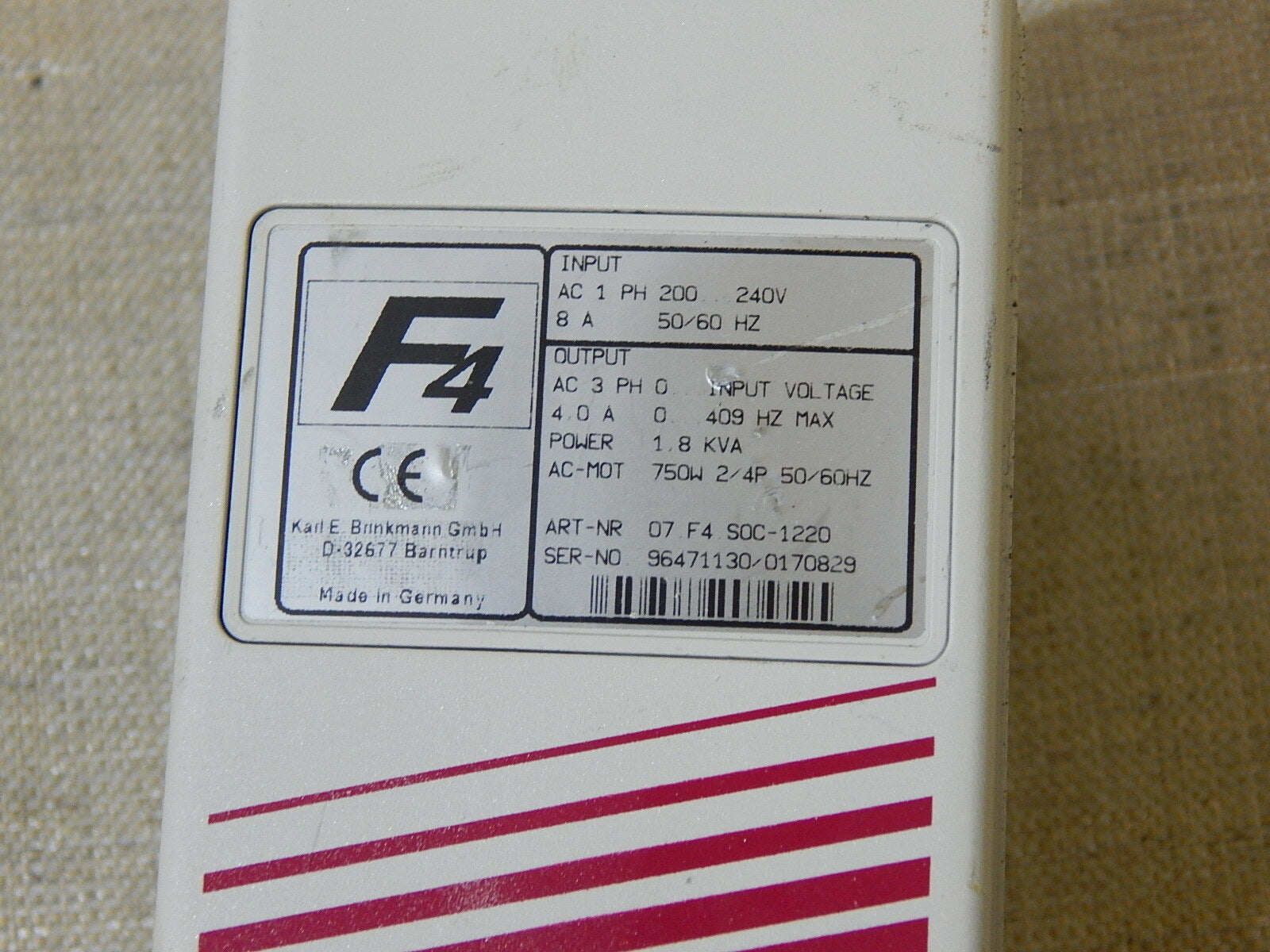 KEB Combivert F4  07.F4.S0C-1220 Frequency Drive Inverter 0,75kW used