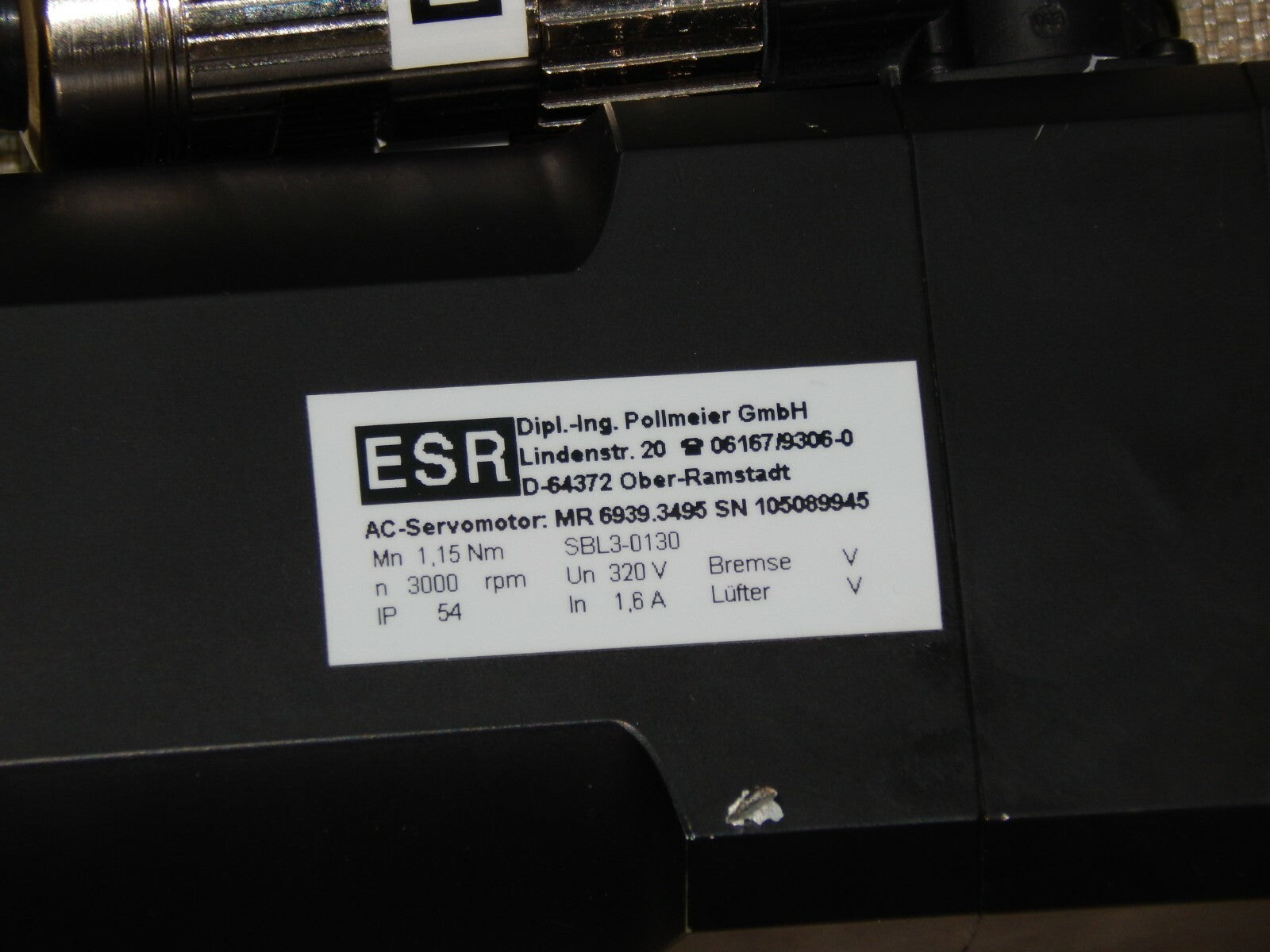 ESR AC-Servomotor MR 6939.3242 SN.105089945 / SBL3-0130 