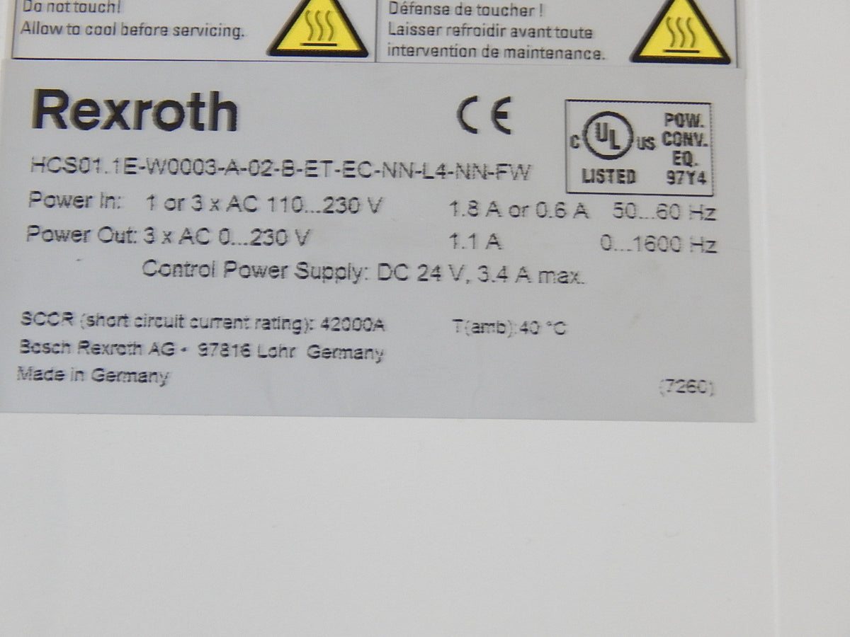 Bosch Rexroth ServoumrichterTyp HSC01.1E-W0003-A-02-B-ET-EC-NN-L4-NN-FW