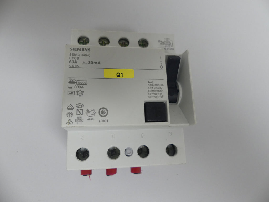 Siemens 5SM3 346-6 RCCB 63A Schutzschalter