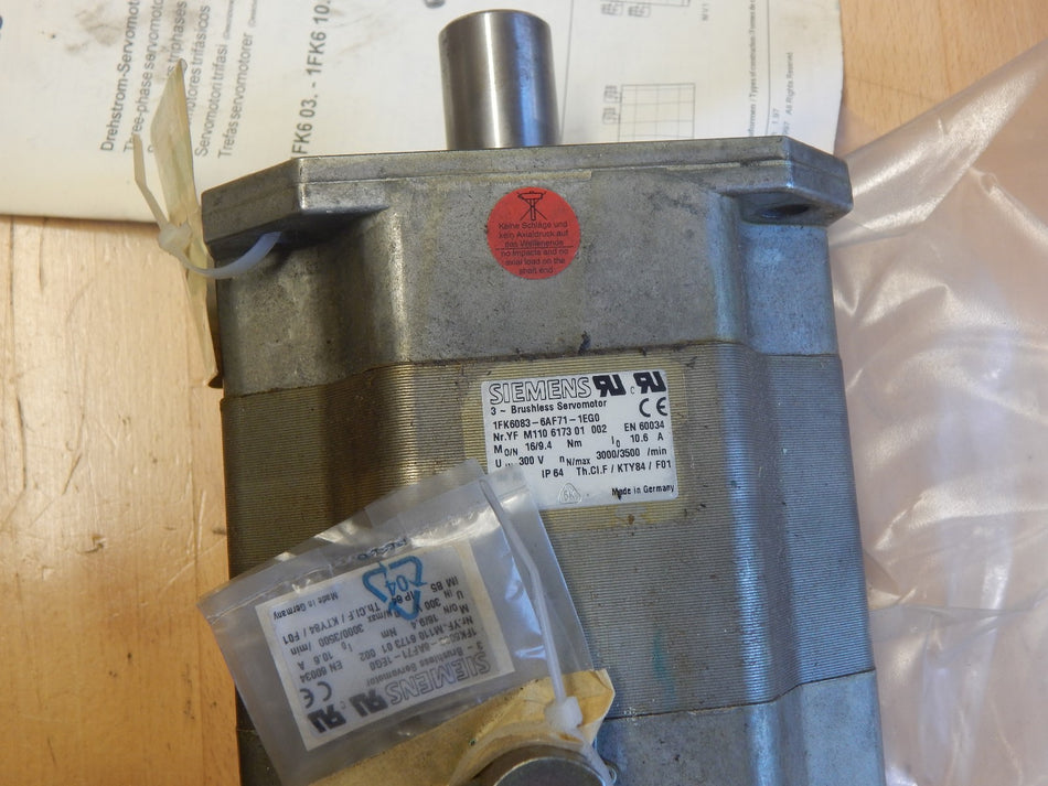 Siemens Brushless Servomotor 1FT6083-6AF71-1EG0 .TOP-ZUSTAND
