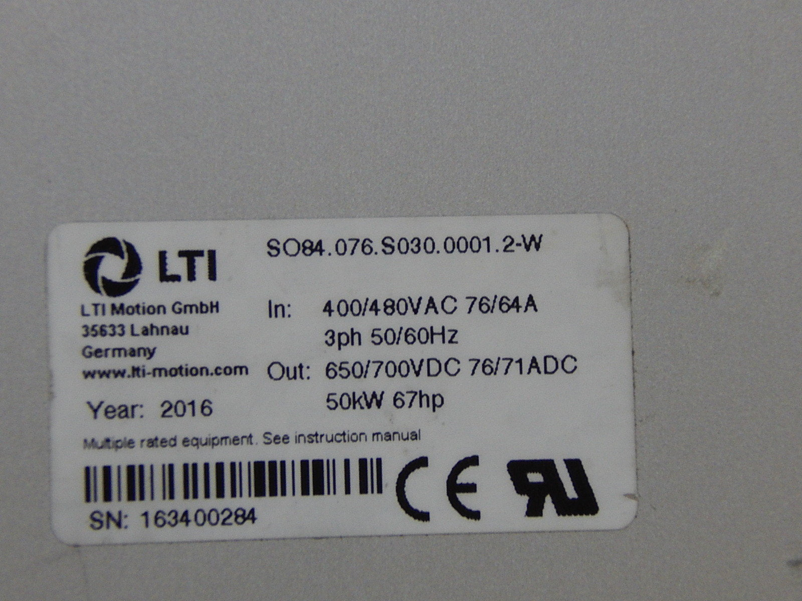 LTi  DRiVES  SO84.076.S030.0001.2-W  50KW 67HP 