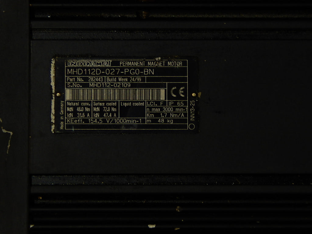 REXROTH INDRAMAT PERMANENT MAGNET MHD112D-027-PG0-BN SERVO MOTOR Used