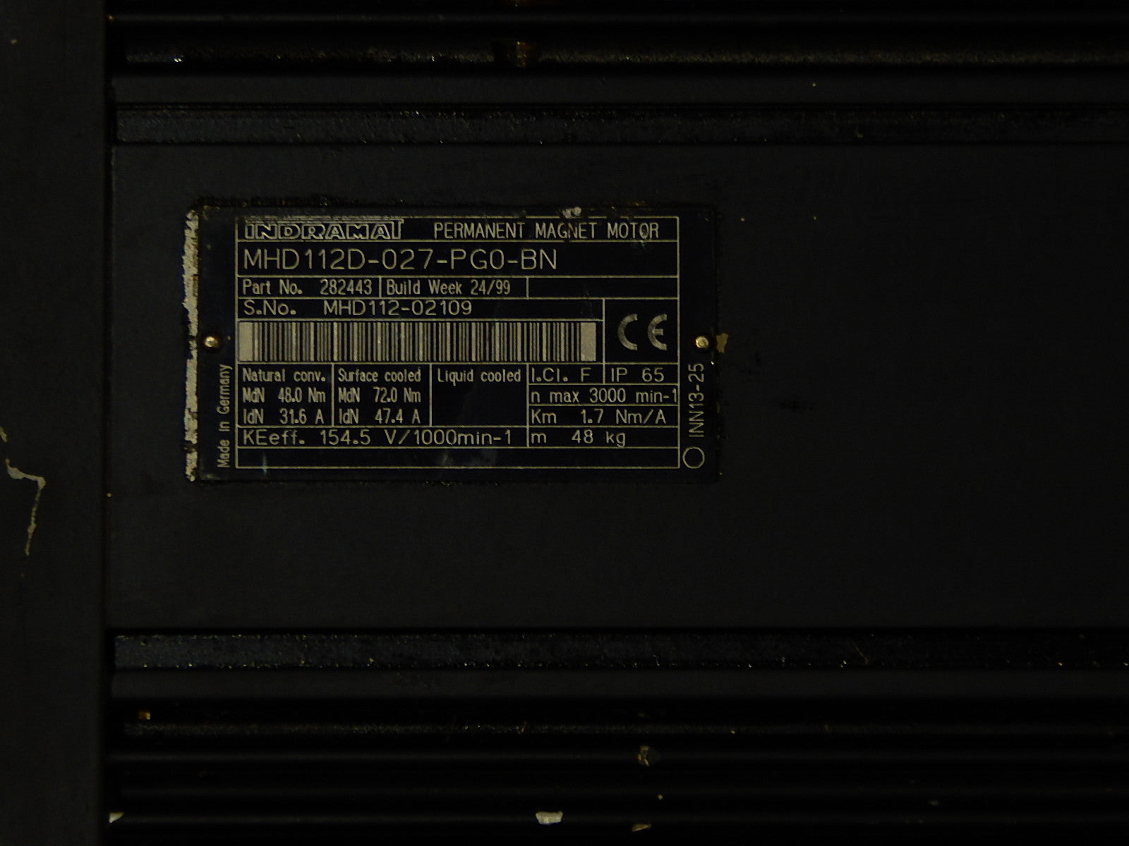 REXROTH INDRAMAT PERMANENT MAGNET MHD112D-027-PG0-BN SERVO MOTOR Used