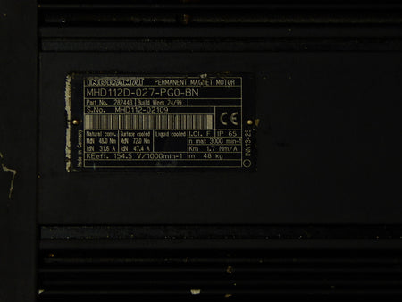REXROTH INDRAMAT PERMANENT MAGNET MHD112D-027-PG0-BN SERVO MOTOR Used