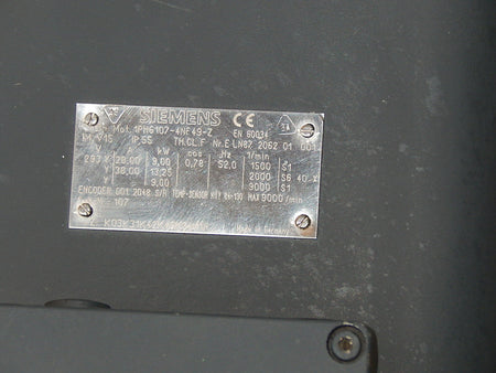 Siemens Spindelmotor 1PH6107-4NF49-Z 9kW Used