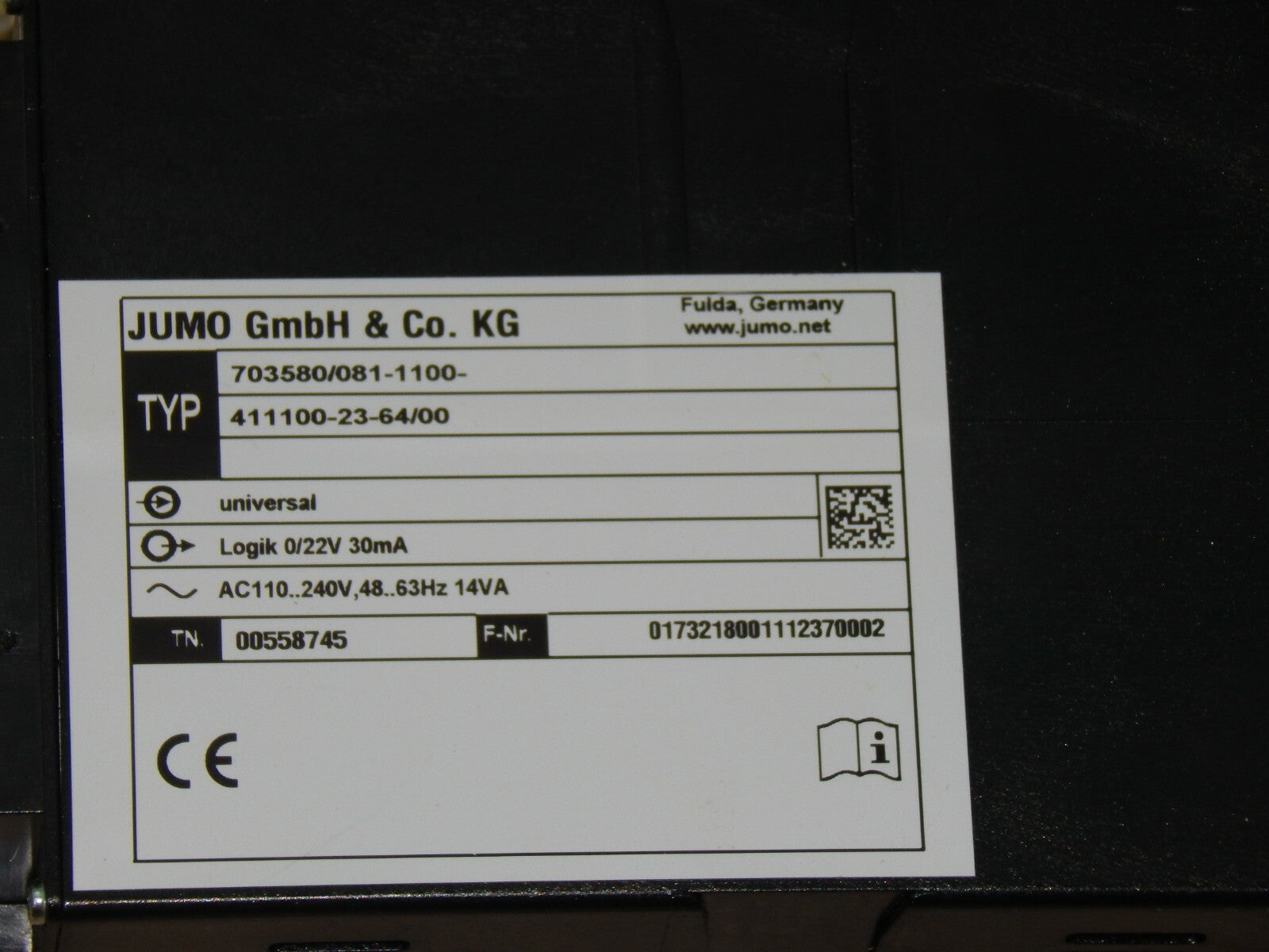 Jumo 703580/081-1100-411100-23-64/00 used